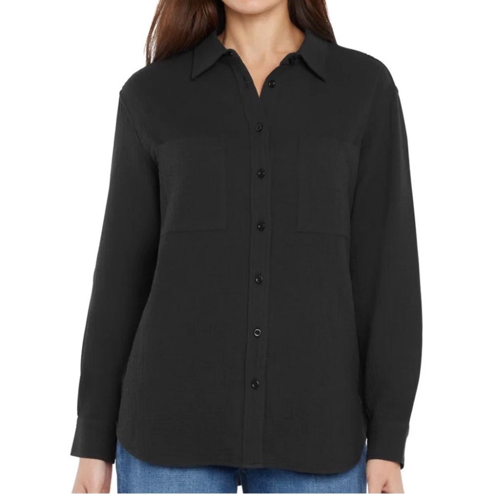 GAP Women’s Gauze Button Front Shirt Black Size XL New with tag